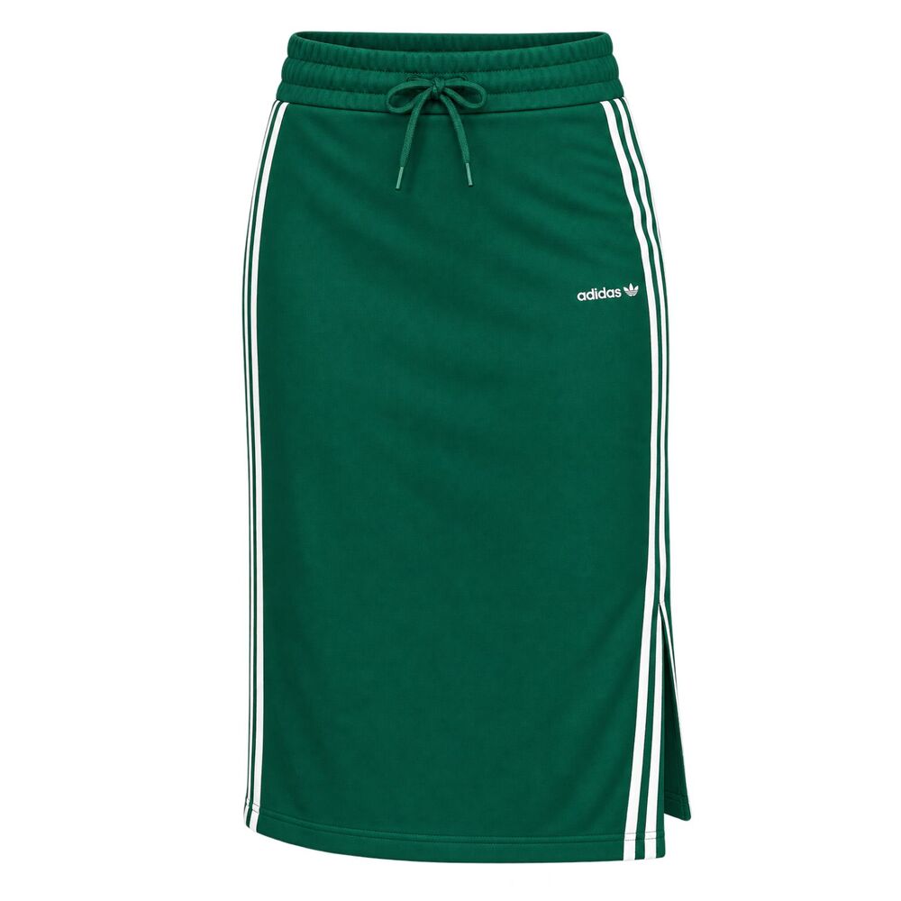 Adidas Originals Green 3-Stripe Pencil Midi Skirt Side Slit